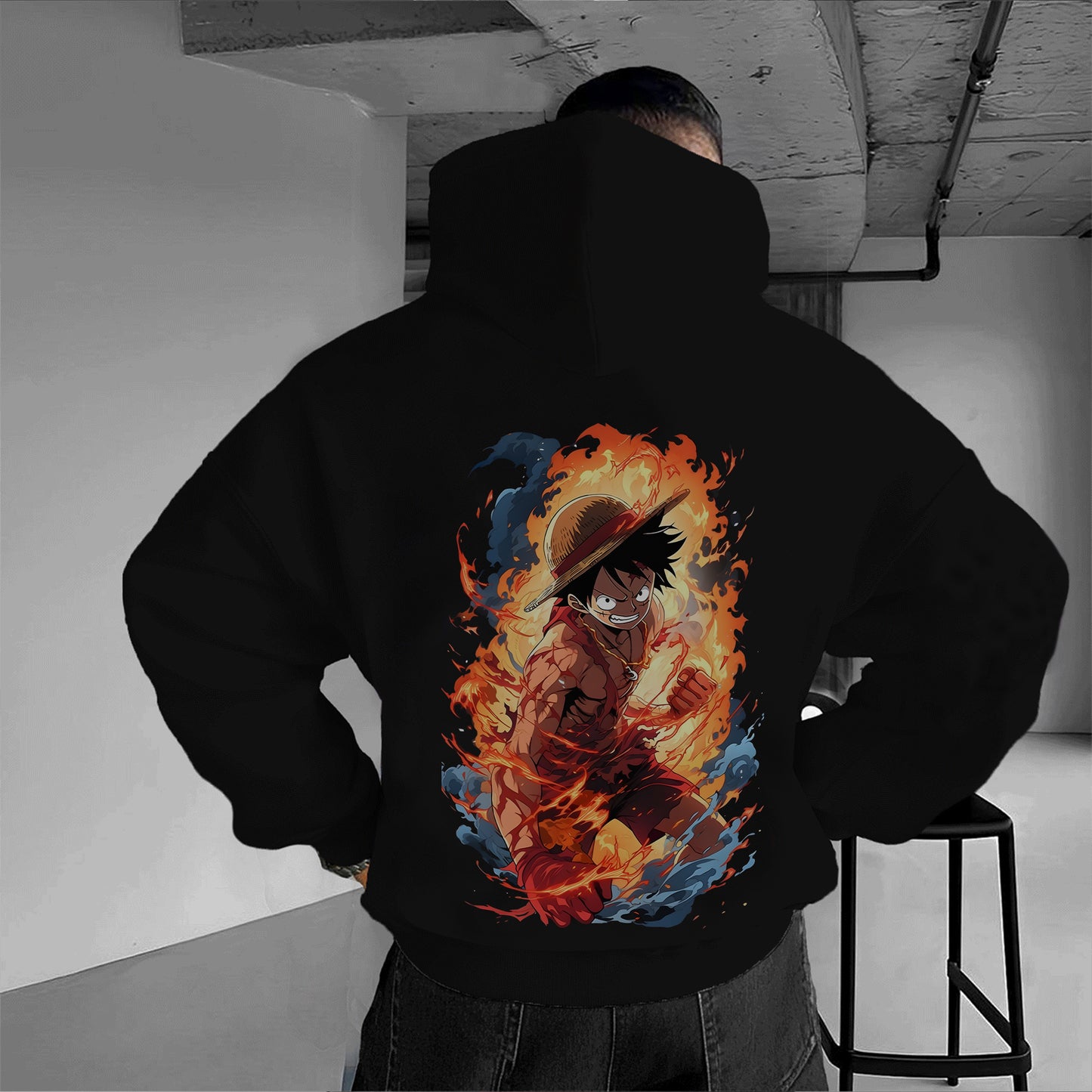 | Unisex Oversized Anime Print Hoodie