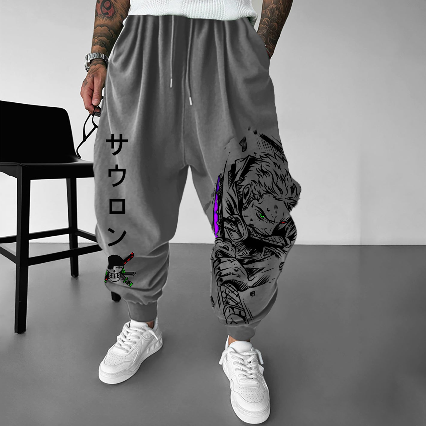 Unisex Anime Graphic Print Oversized Harem Pants
