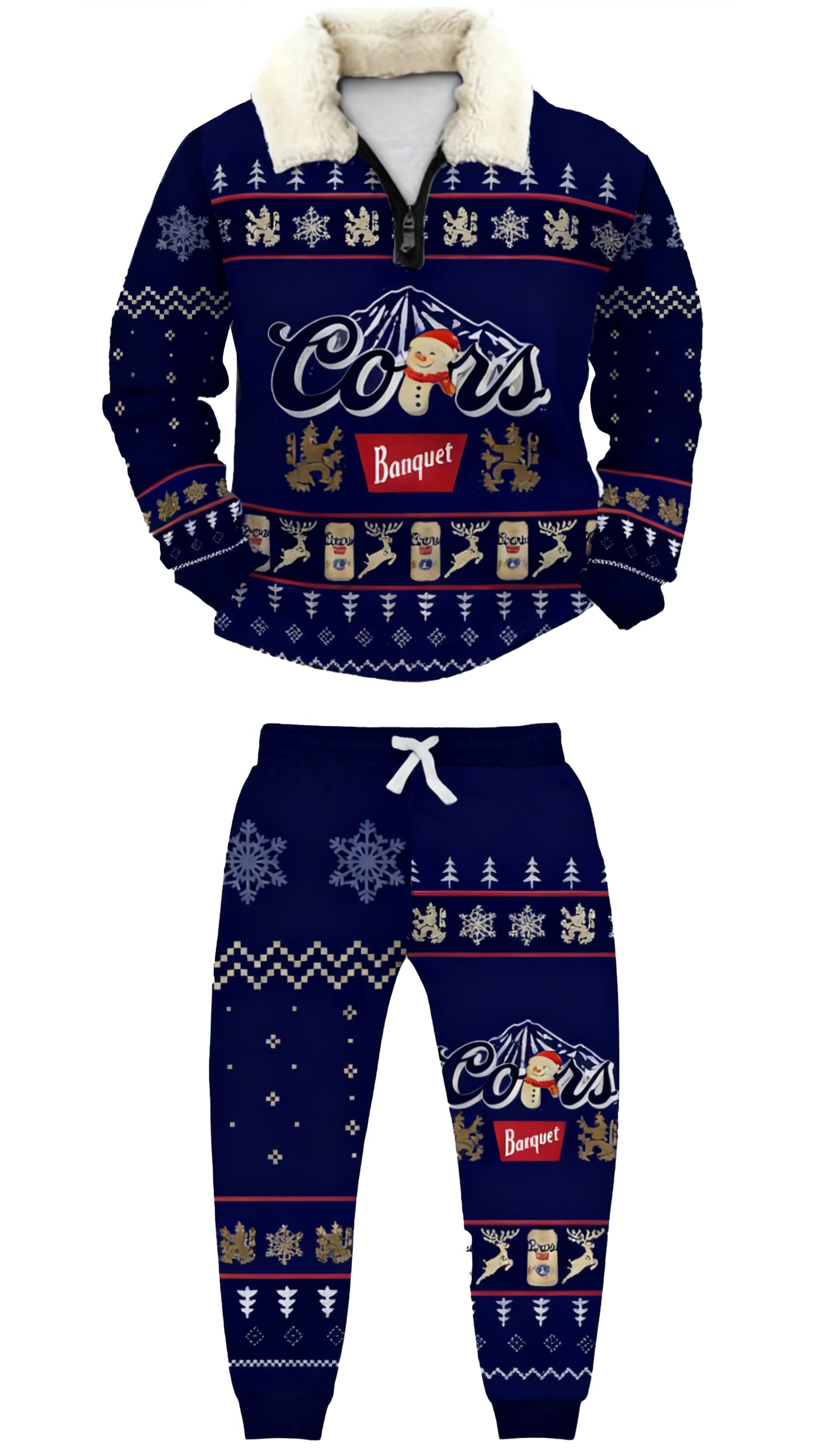 Topprinttees®Christmas 1/4 Zip Stand Fleece Collar Thick Sweatshirt & Sweatpant af1f 383f