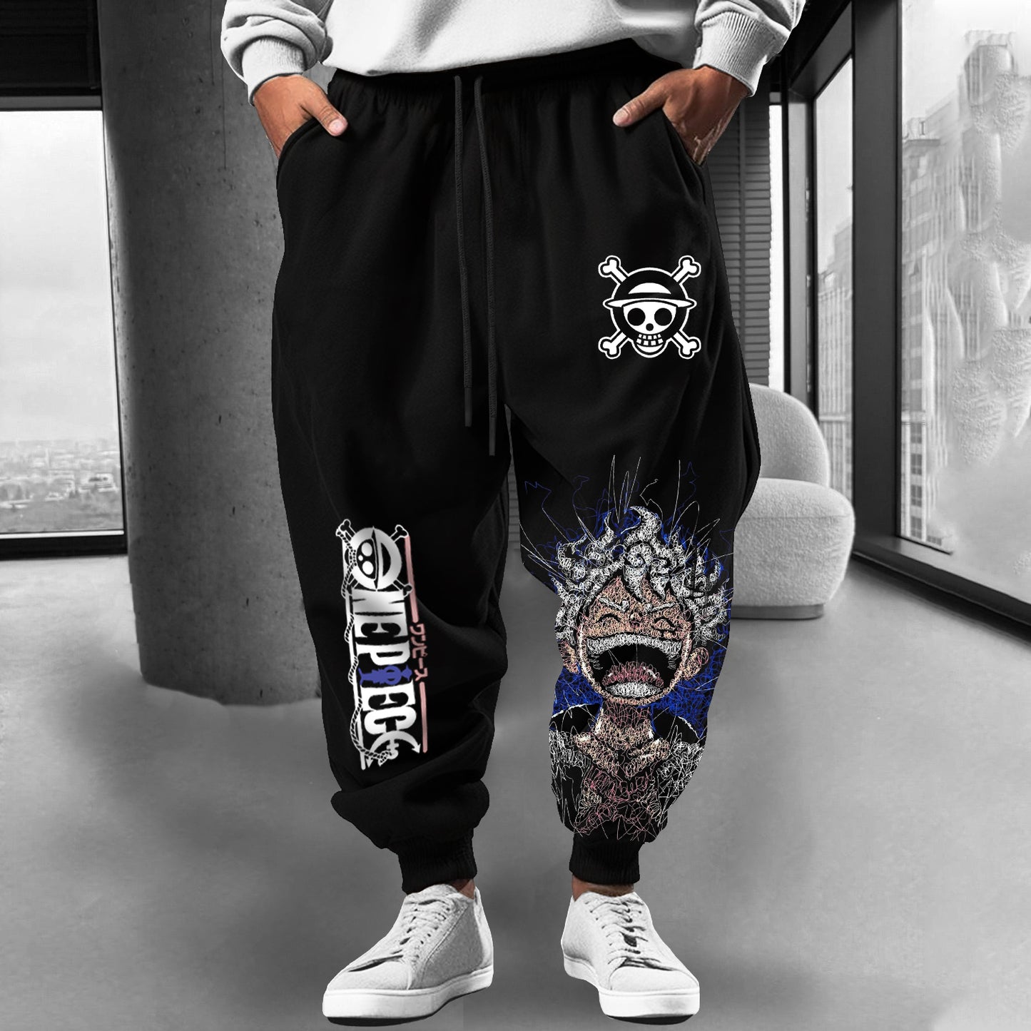 Anime Letter Print Casual Pants
