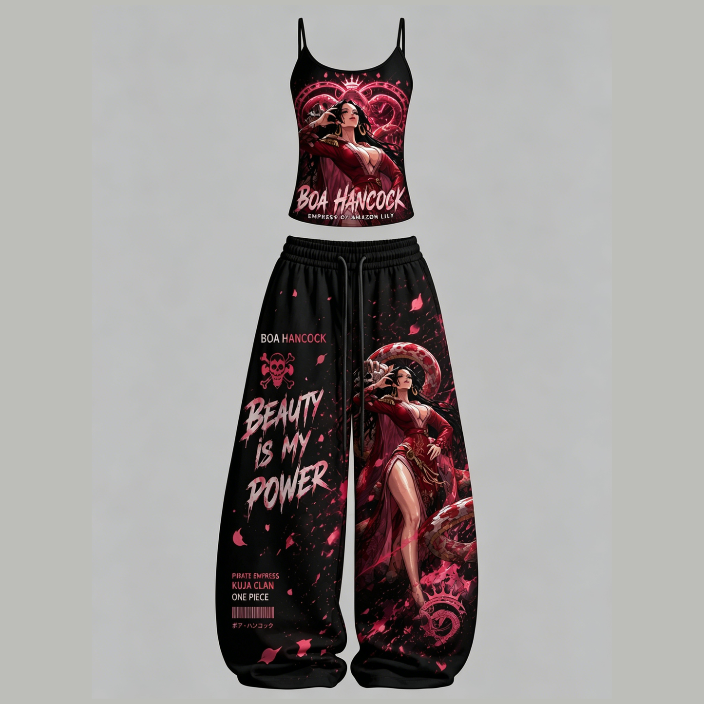 One Piece Top&Elasticated Trousers Two-Piece Set