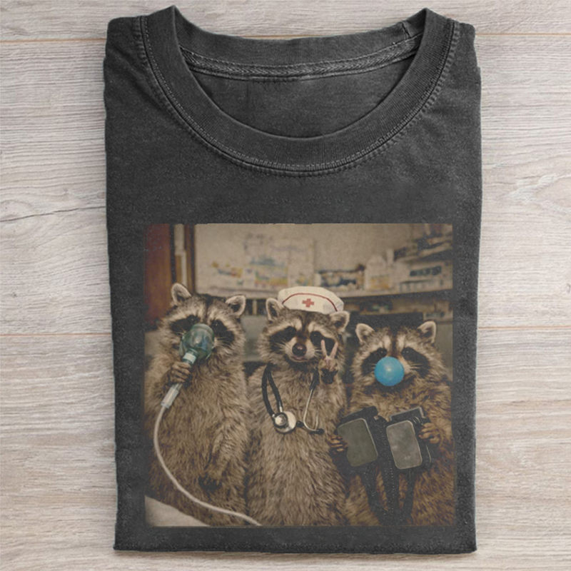 Funny Emergency Room Nurse Raccoon T-shirt