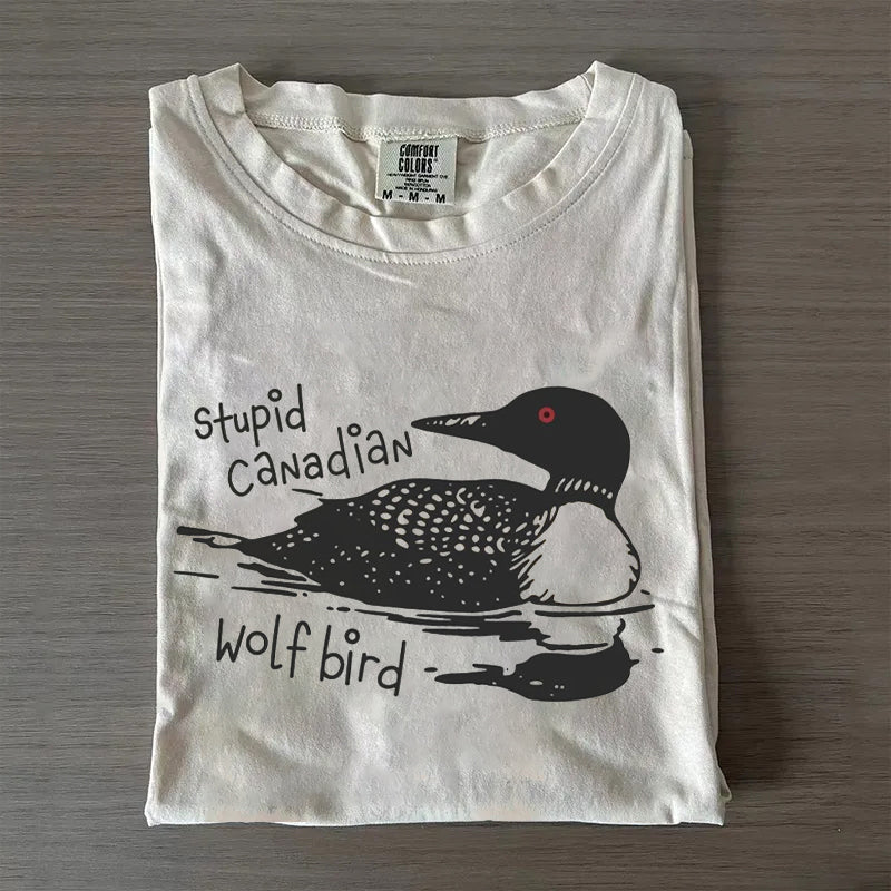 Stupid Canadian Wolf Bird Hockey Romance LGBT Hockey Fan T-shirt