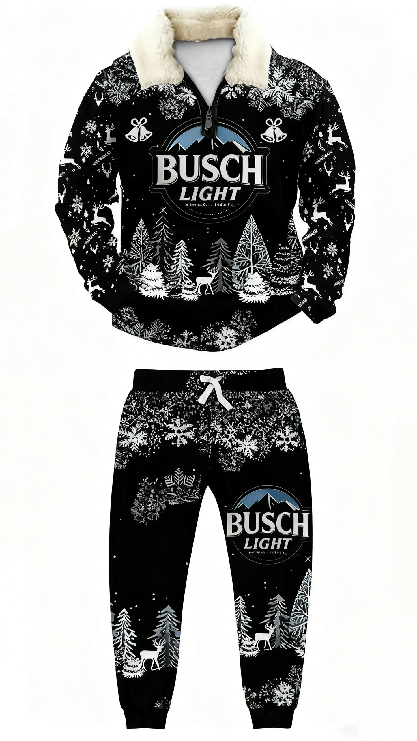 Topprinttees®Christmas 1/4 Zip Stand Fleece Collar Thick Sweatshirt & Sweatpant f9da