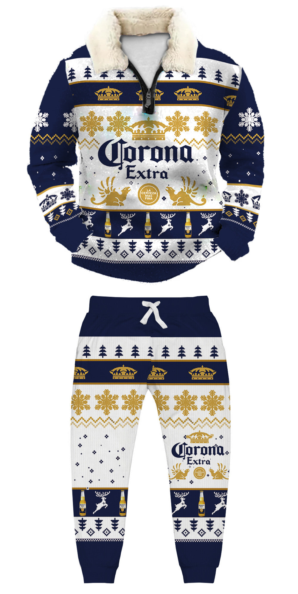 Topprinttees®Christmas 1/4 Zip Stand Fleece Collar Thick Sweatshirt & Sweatpant c6df