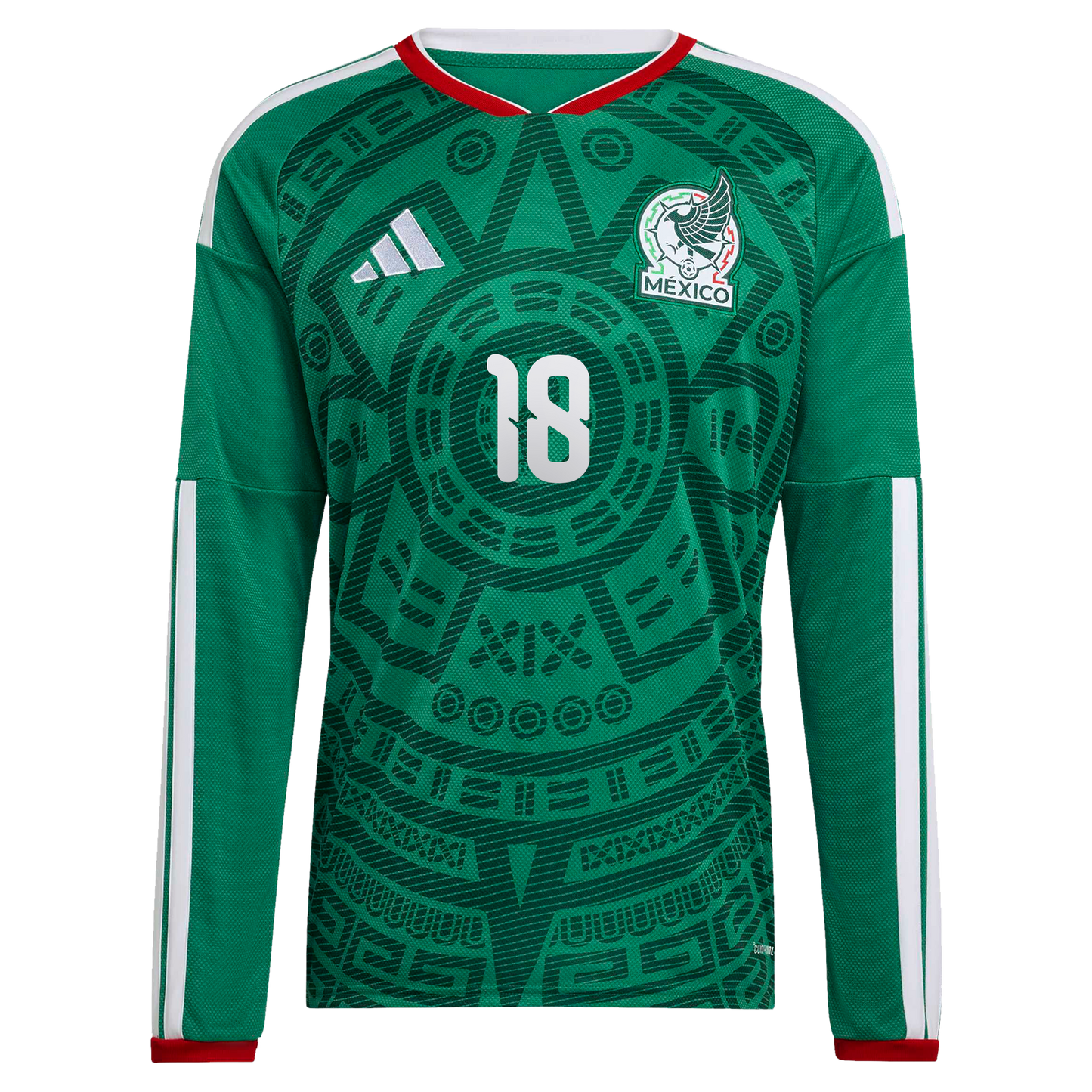 Obed Vargas Mexico National Team 2026  Home Replica Long Sleeve Jersey - Green