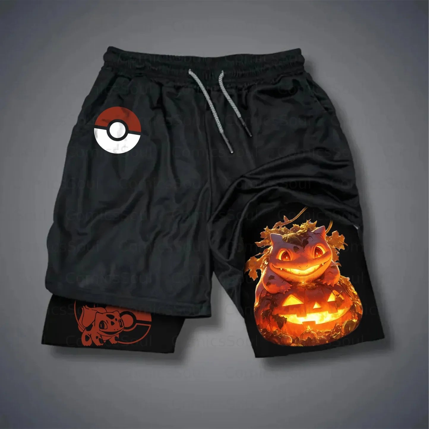 Pokémon Unisex Anime Pattern Halloween Bulbasaur Shorts