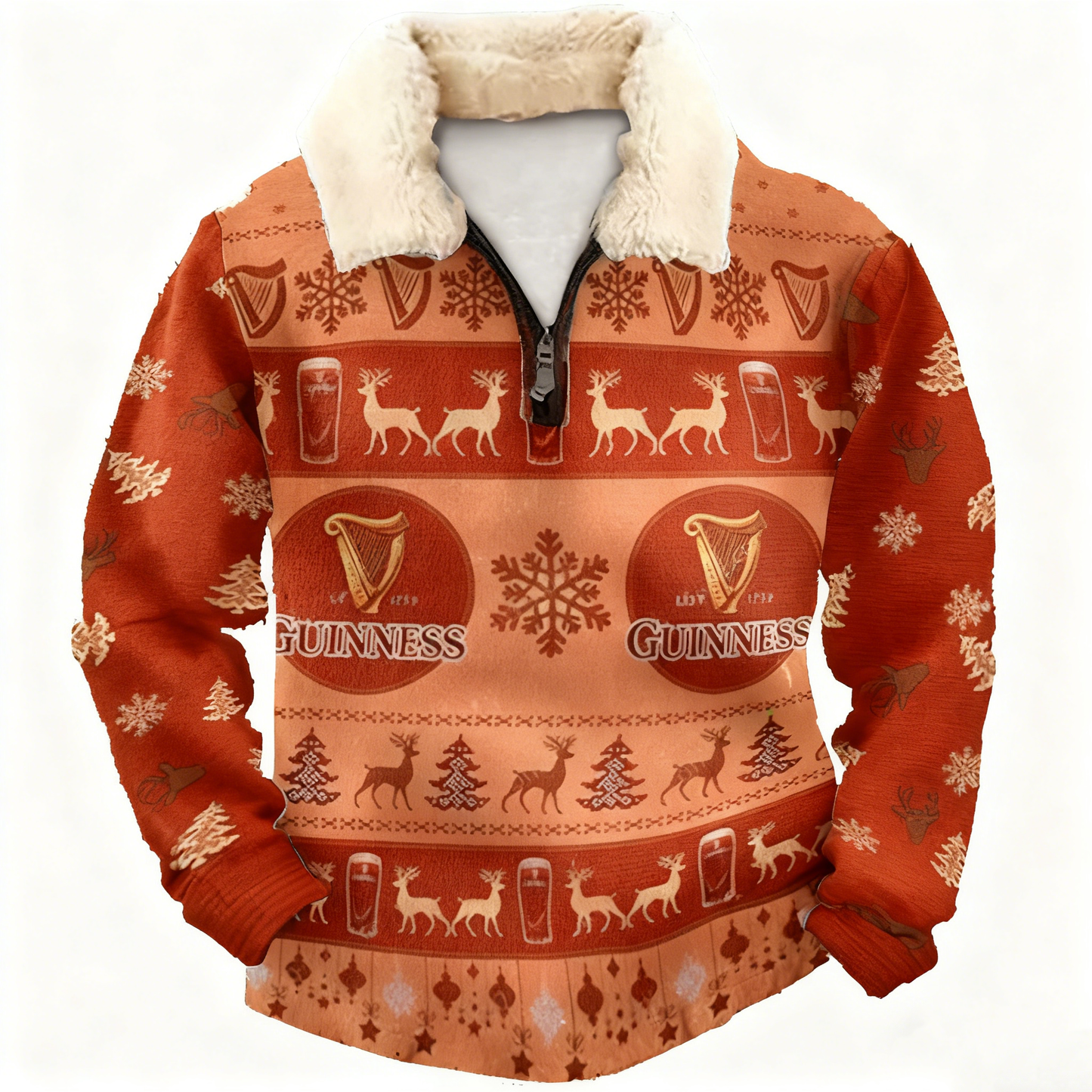 Topprinttees®Christmas 1/4 Zip Stand Fleece Collar Thick Sweatshirt dd63