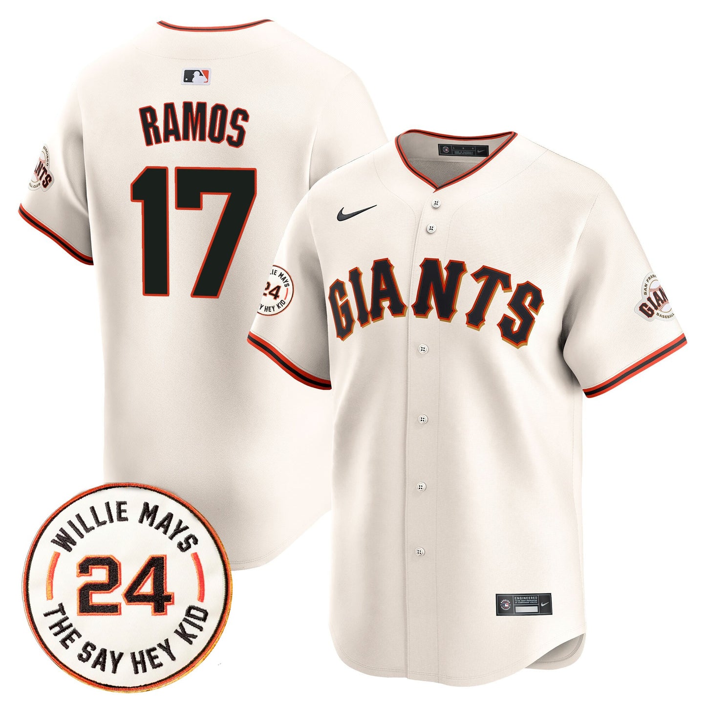 Men's San Francisco Giants 2026 Willie Mays Patch Vapor Premier Limited Jersey - All Stitched