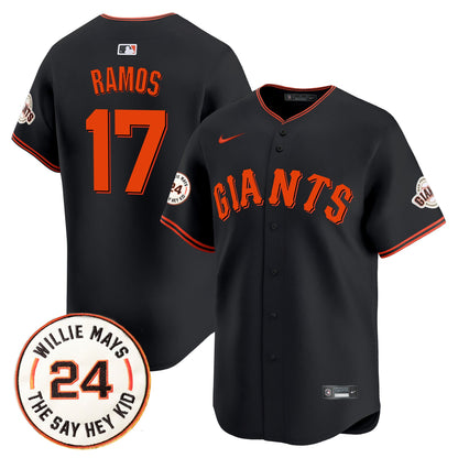 Men's San Francisco Giants 2026 Willie Mays Patch Vapor Premier Limited Jersey - All Stitched