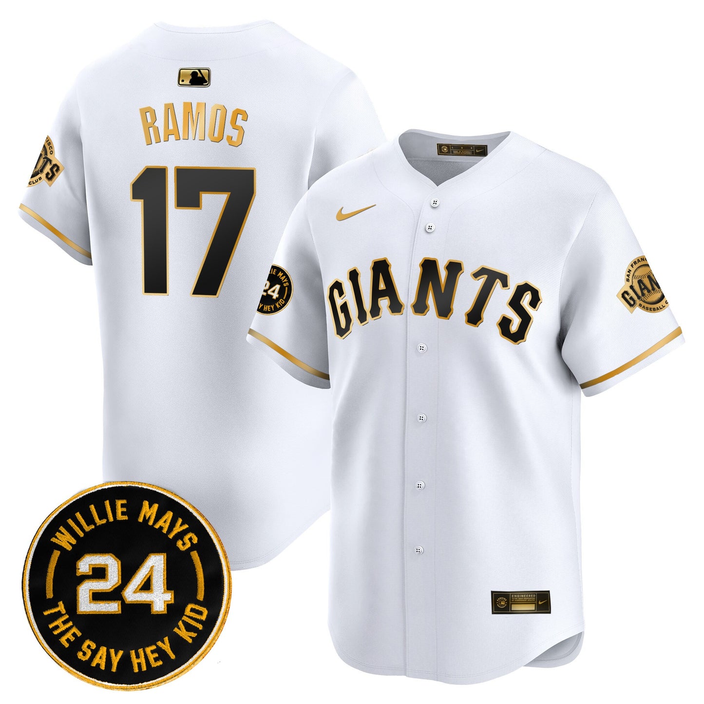 Men's San Francisco Giants 2026 Willie Mays Patch Vapor Premier Limited Jersey - All Stitched