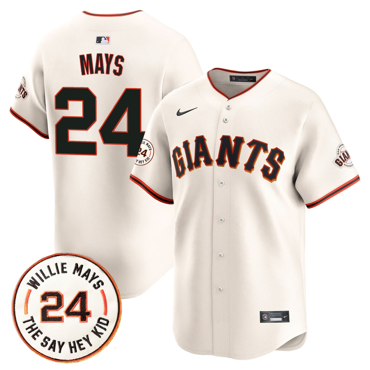 Men's San Francisco Giants 2026 Willie Mays Patch Vapor Premier Limited Jersey - All Stitched