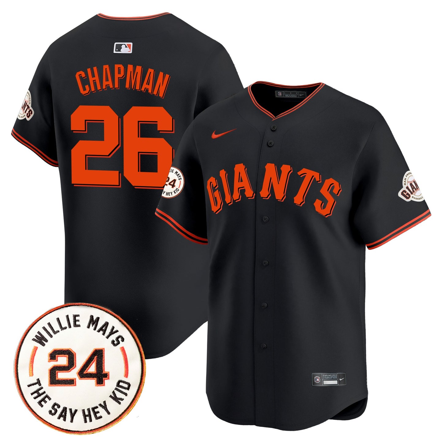 Men's San Francisco Giants 2026 Willie Mays Patch Vapor Premier Limited Jersey - All Stitched
