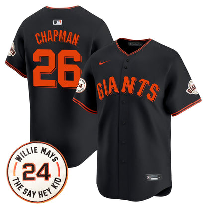 Men's San Francisco Giants 2026 Willie Mays Patch Vapor Premier Limited Jersey - All Stitched