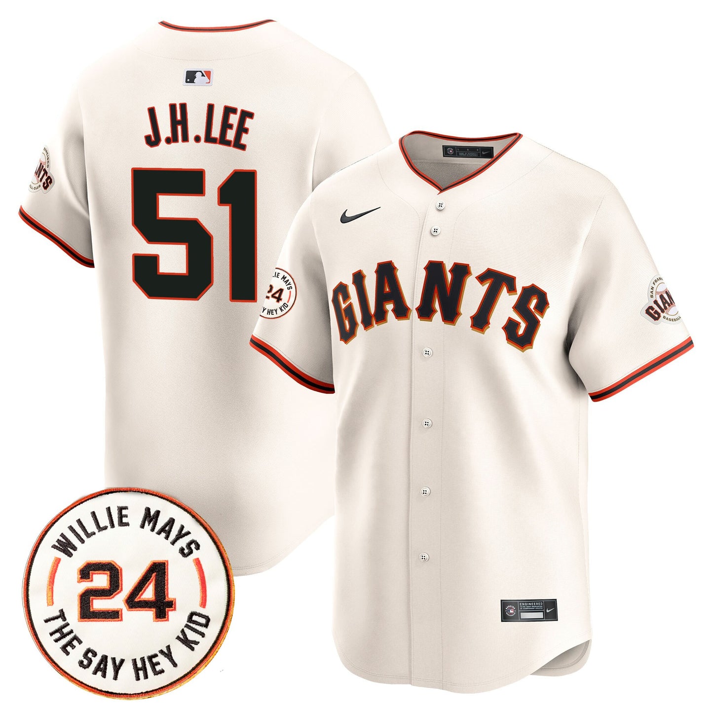 Men's San Francisco Giants 2026 Willie Mays Patch Vapor Premier Limited Jersey - All Stitched