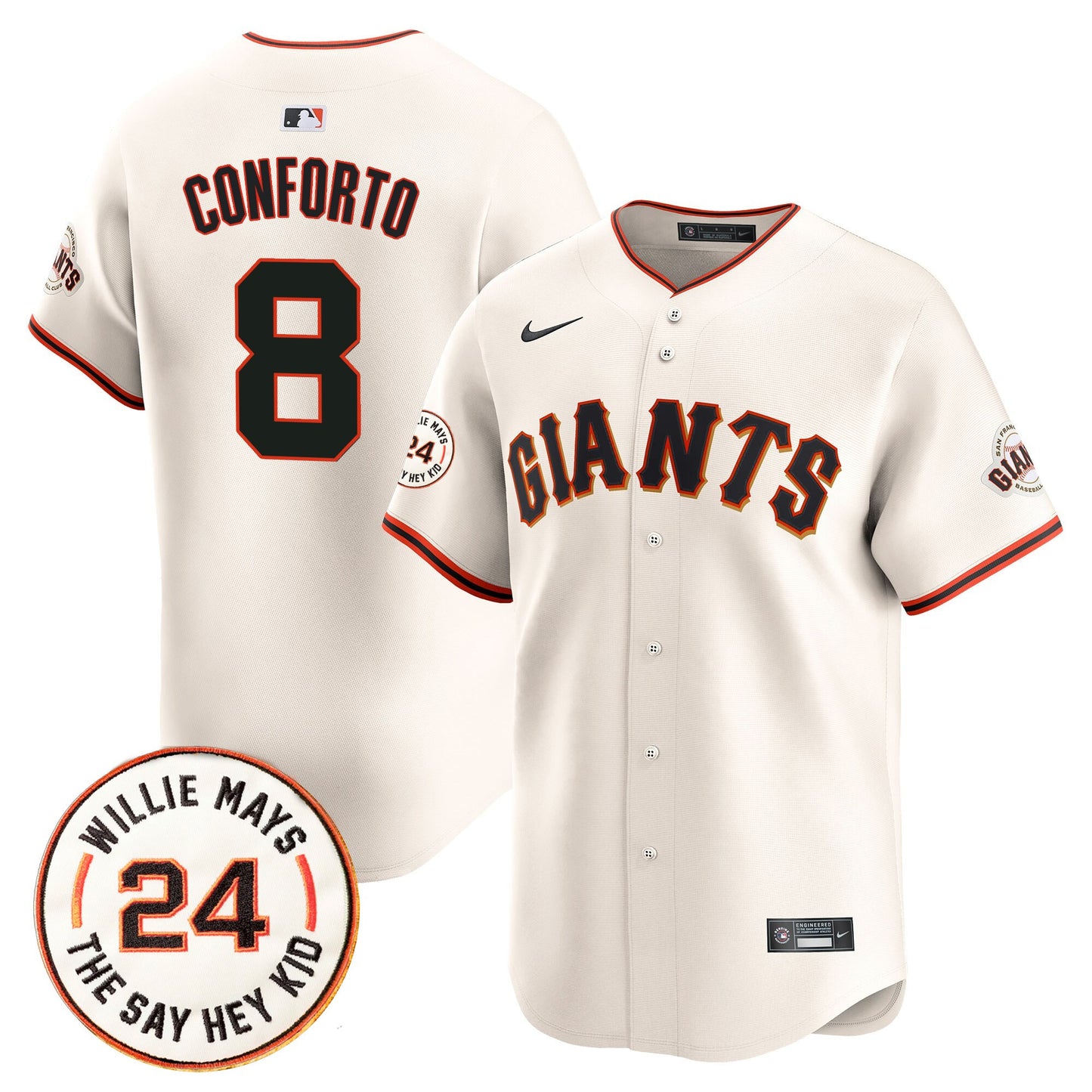Men's San Francisco Giants 2026 Willie Mays Patch Vapor Premier Limited Jersey - All Stitched