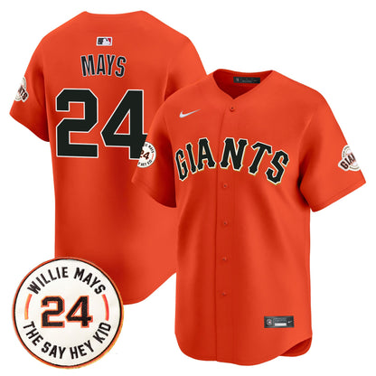 Men's San Francisco Giants 2026 Willie Mays Patch Vapor Premier Limited Jersey - All Stitched