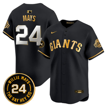 Men's San Francisco Giants 2026 Willie Mays Patch Vapor Premier Limited Jersey - All Stitched