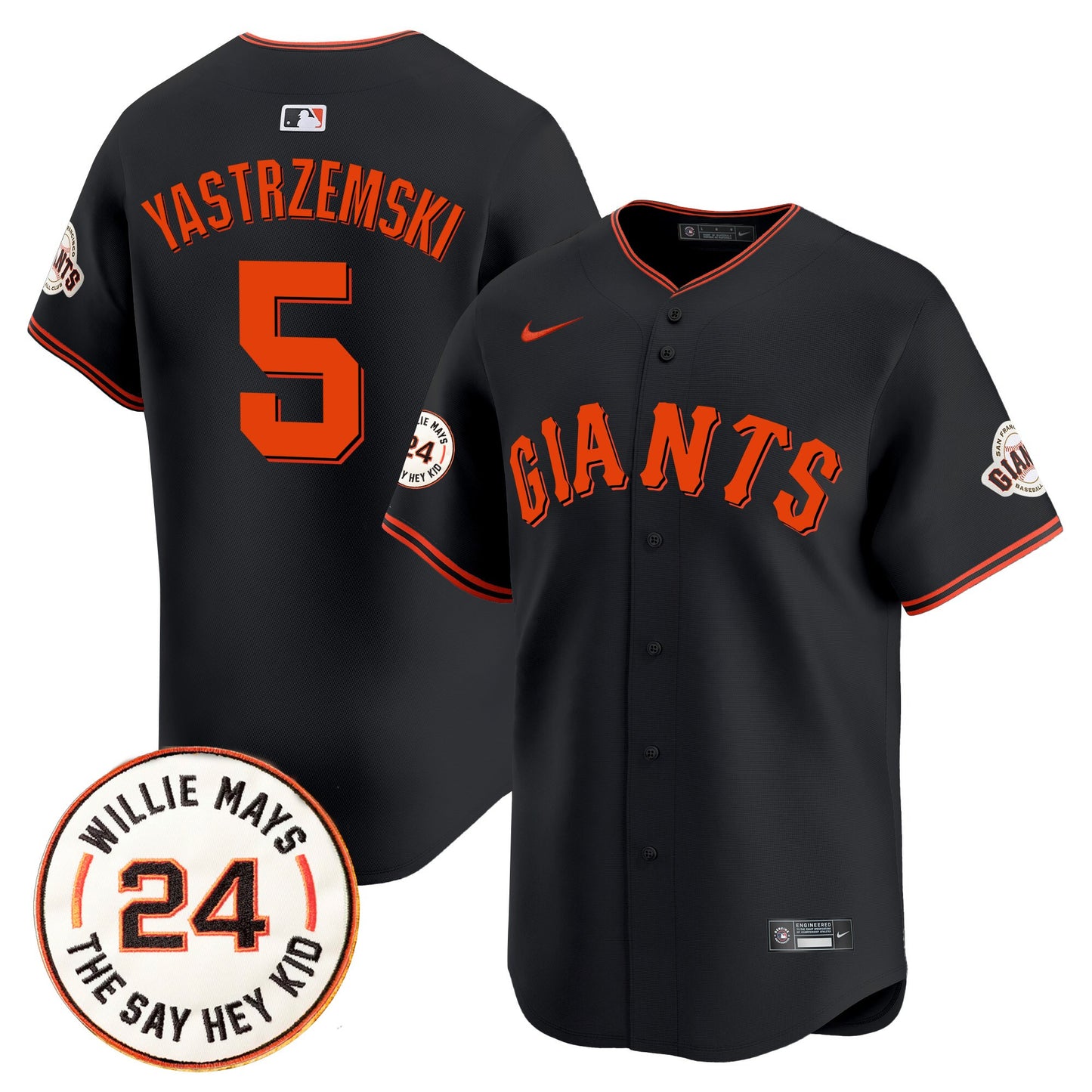 Men's San Francisco Giants 2026 Willie Mays Patch Vapor Premier Limited Jersey - All Stitched