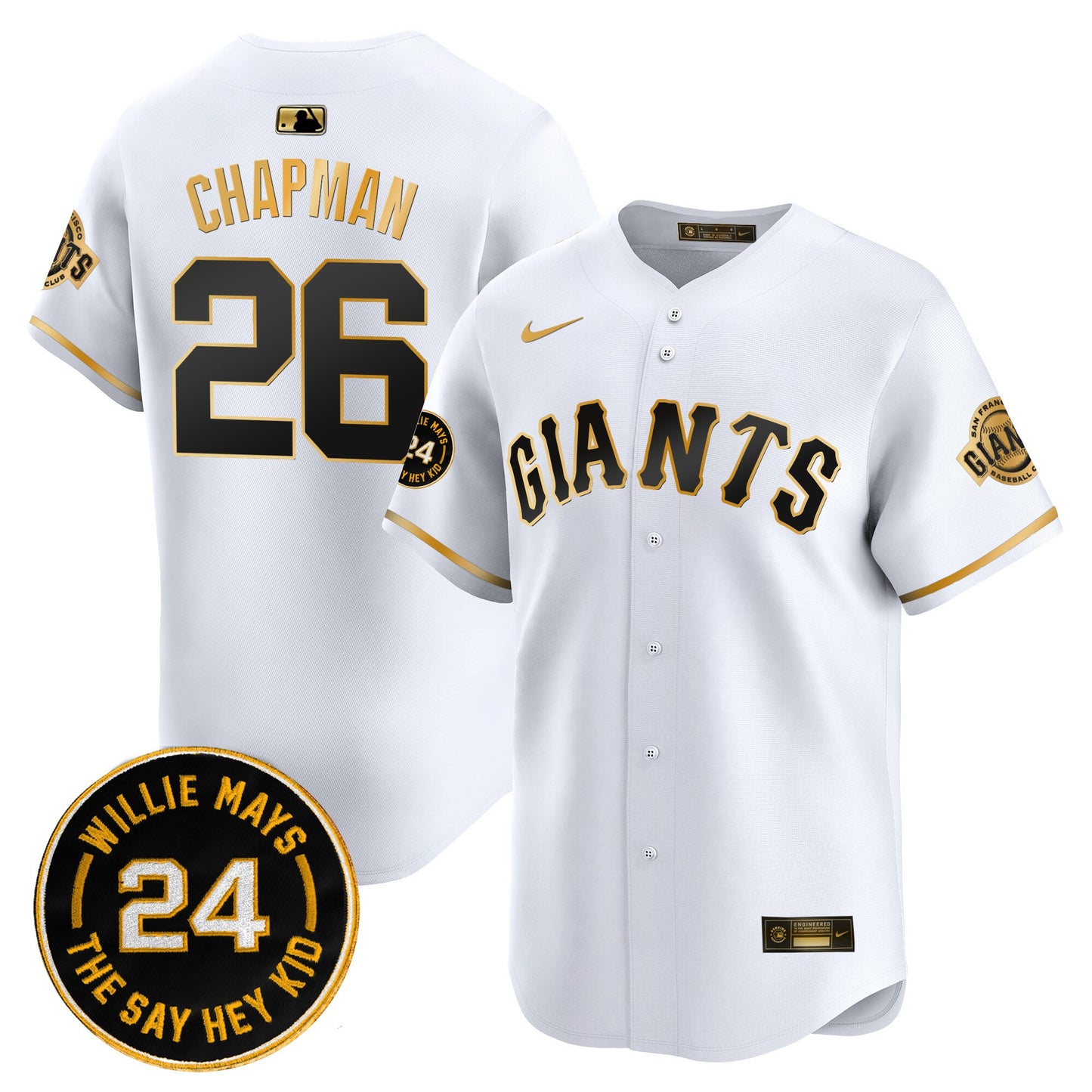 Men's San Francisco Giants 2026 Willie Mays Patch Vapor Premier Limited Jersey - All Stitched