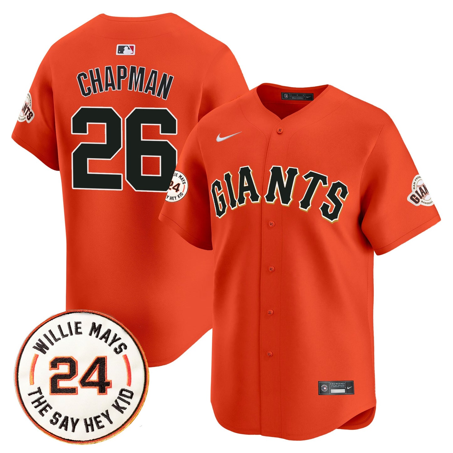 Men's San Francisco Giants 2026 Willie Mays Patch Vapor Premier Limited Jersey - All Stitched