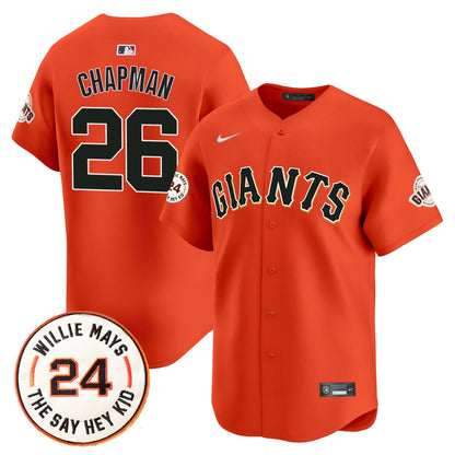 Men's San Francisco Giants 2026 Willie Mays Patch Vapor Premier Limited Jersey - All Stitched