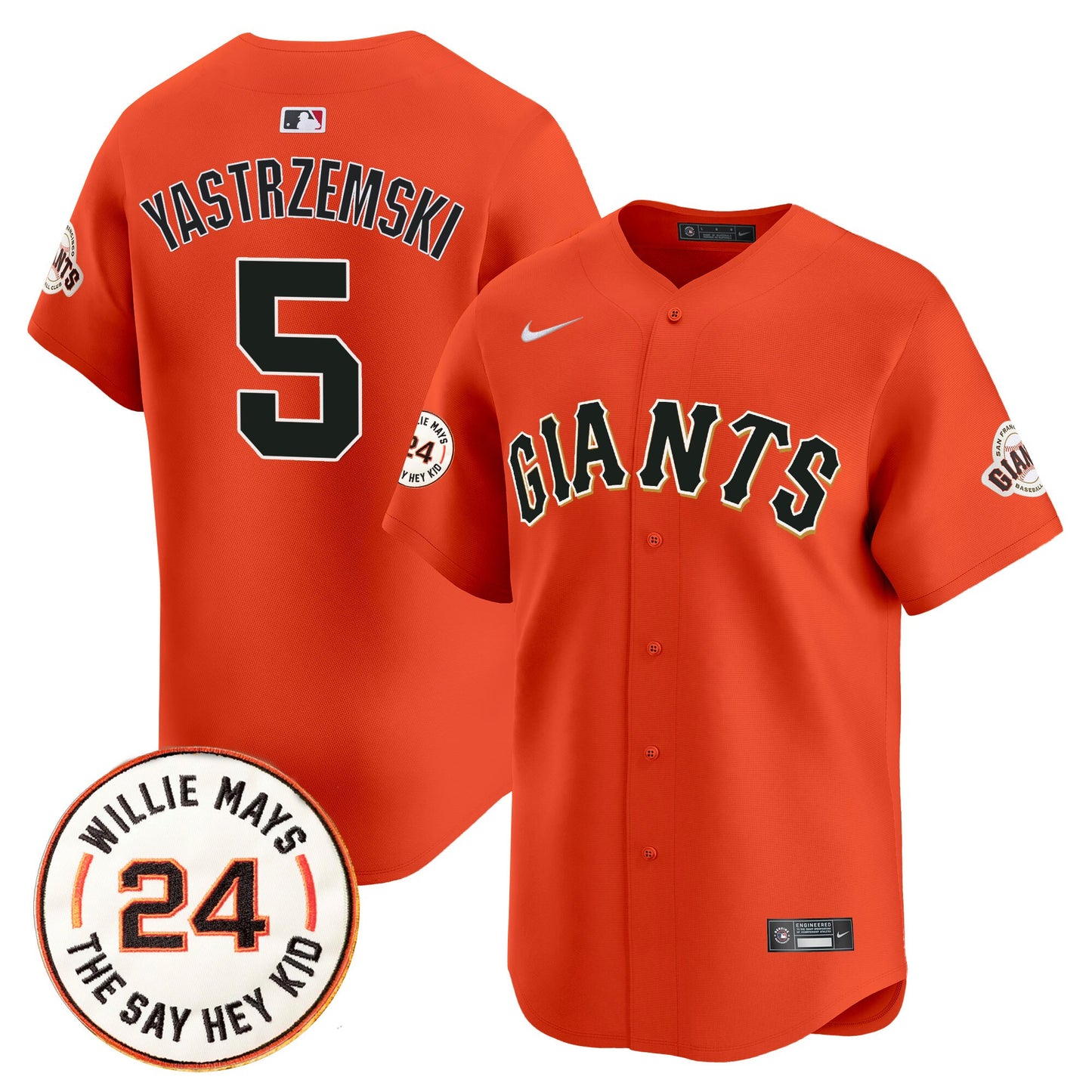 Men's San Francisco Giants 2026 Willie Mays Patch Vapor Premier Limited Jersey - All Stitched