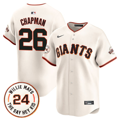 Men's San Francisco Giants 2026 Willie Mays Patch Vapor Premier Limited Jersey - All Stitched