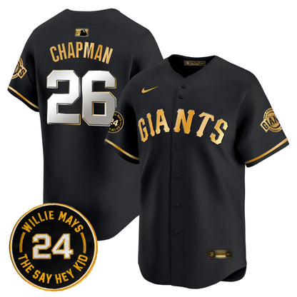 Men's San Francisco Giants 2026 Willie Mays Patch Vapor Premier Limited Jersey - All Stitched