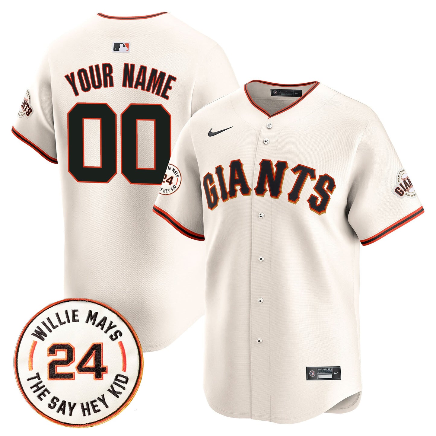 San Francisco Giants 2026 Willie Mays Patch Vapor Premier Limited Custom Jersey - All Stitched
