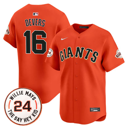 Men's San Francisco Giants 2026 Willie Mays Patch Vapor Premier Limited Jersey - All Stitched