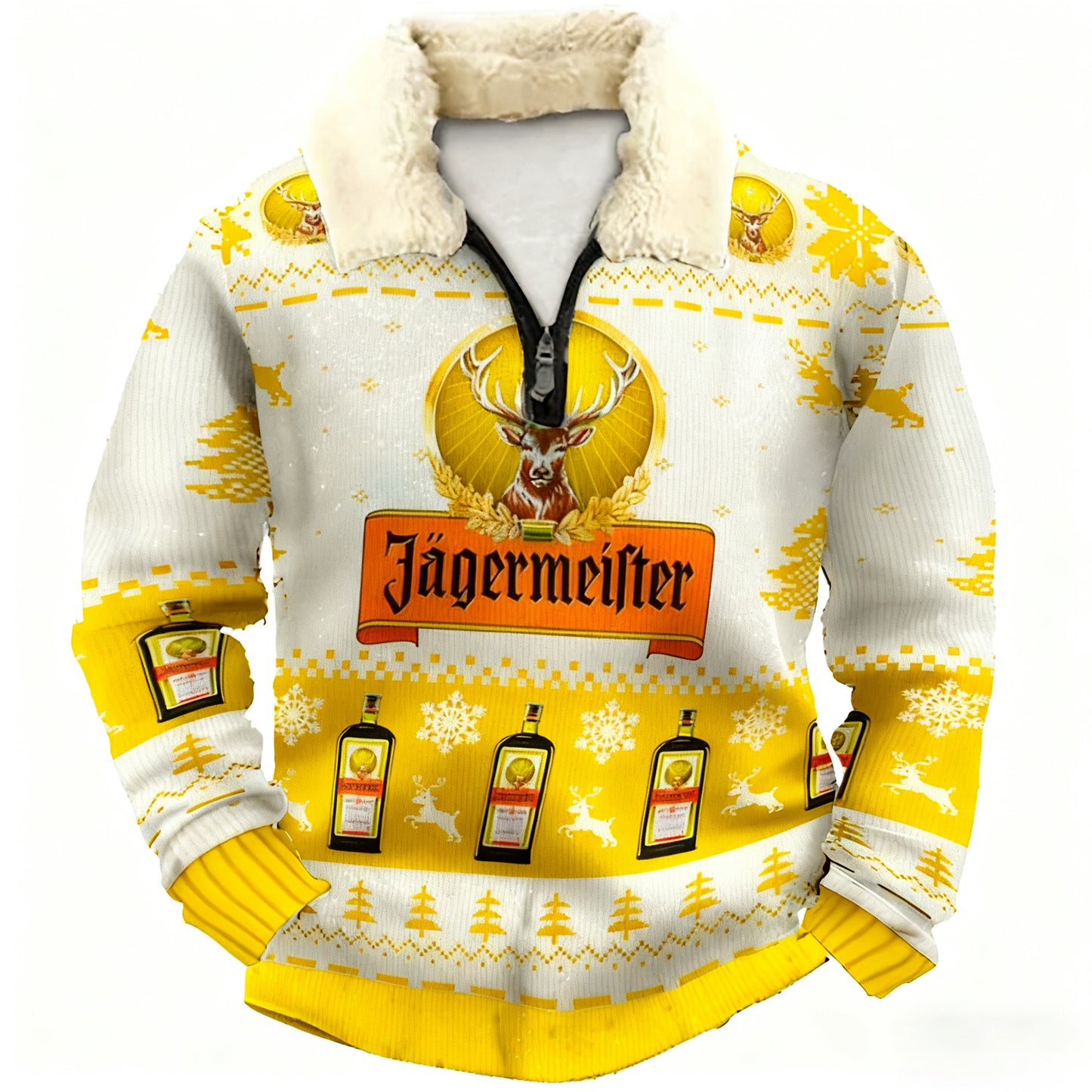 Topprinttees®Christmas 1/4 Zip Stand Fleece Collar Thick Sweatshirt c151