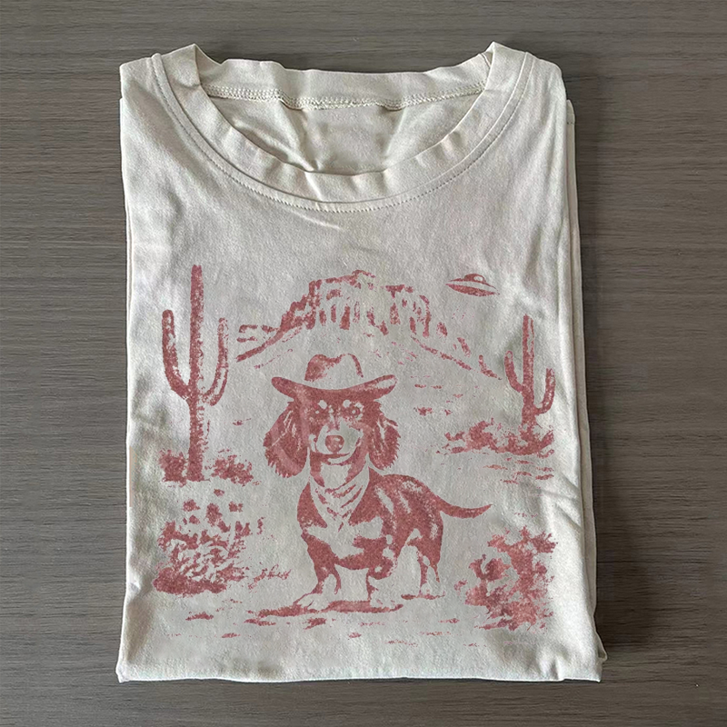 Cowboy Dachshund UFO T-shirt