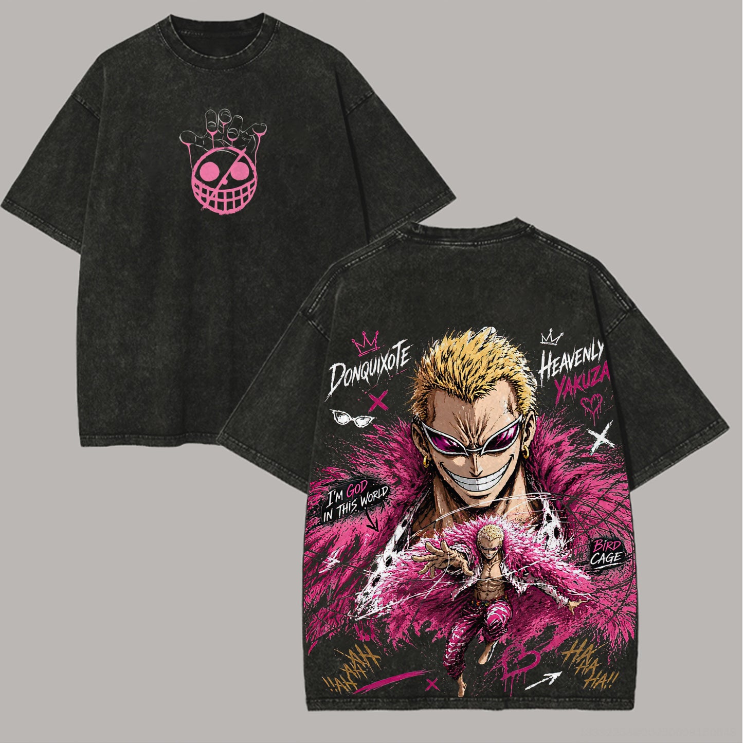 One Piece Donquixote Doflamingo Printed Unisex Washed T-Shirt