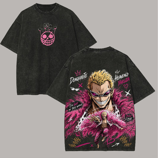 One Piece Donquixote Doflamingo Printed Unisex Washed T-Shirt