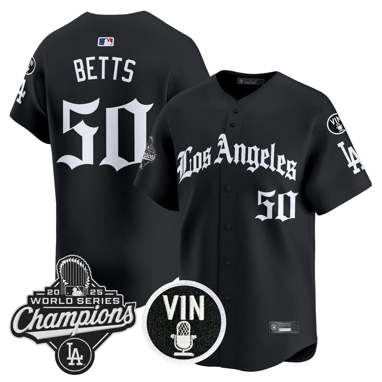 Men's Dodgers 2025 World Series Champions Vapor Premier Limited Jersey - LA Gothic Edition - All Stitched
