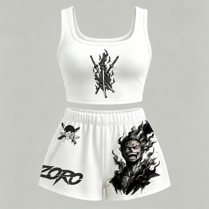 Animescollection One Piece Vest and shorts Two-Piece Set