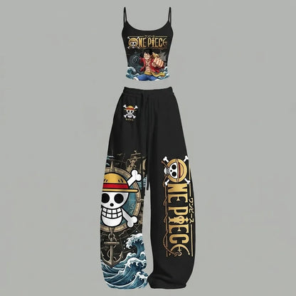 One Piece Top&Elasticated Trousers Two-Piece Set