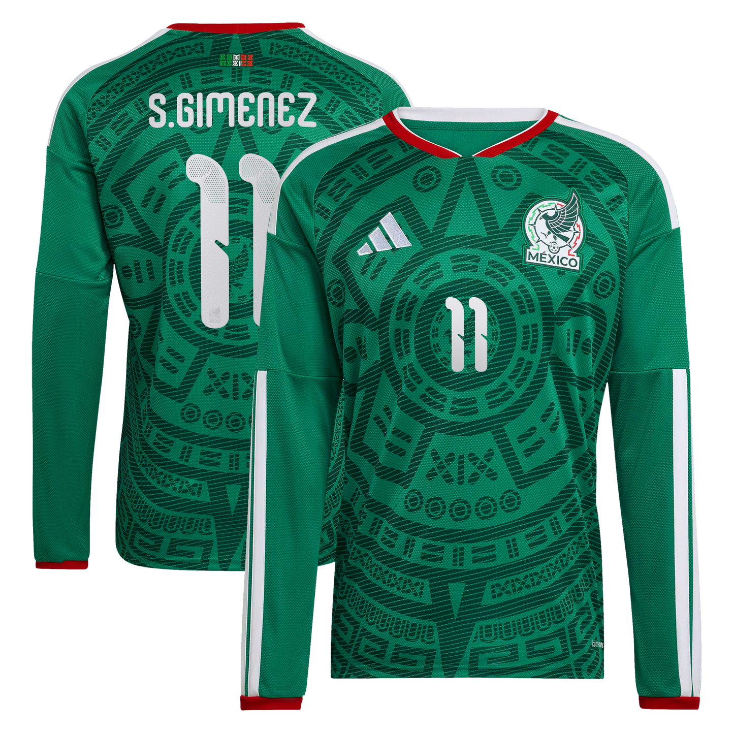 Santiago Gimenez Mexico National Team 2026  Home Replica Long Sleeve Jersey - Green