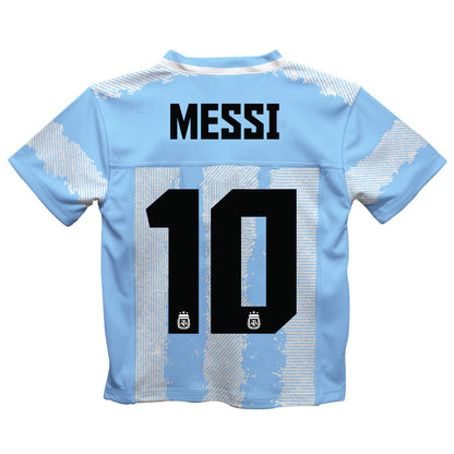 Lionel Messi Argentina National Team Vive La Fete Toddler Painted Stripes Football Jersey - Light Blue