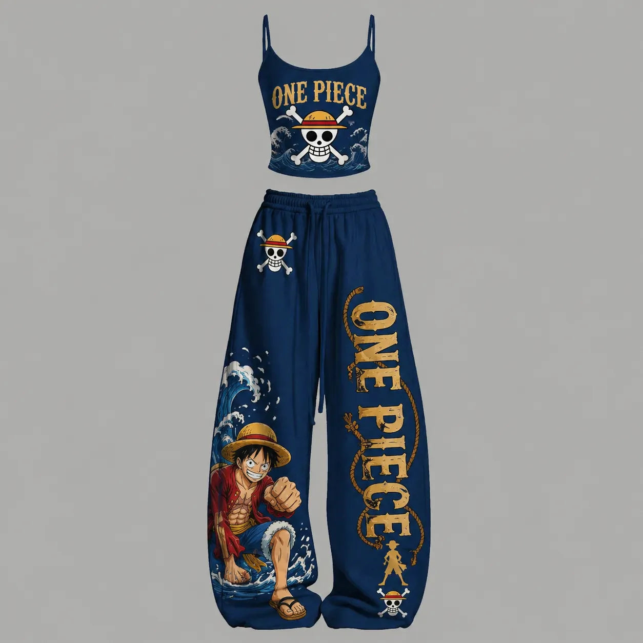 One Piece Top&Elasticated Trousers Two-Piece Set
