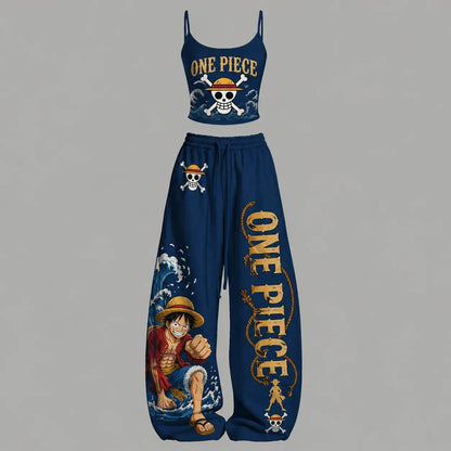One Piece Top&Elasticated Trousers Two-Piece Set
