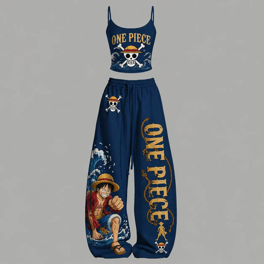 One Piece Top&Elasticated Trousers Two-Piece Set