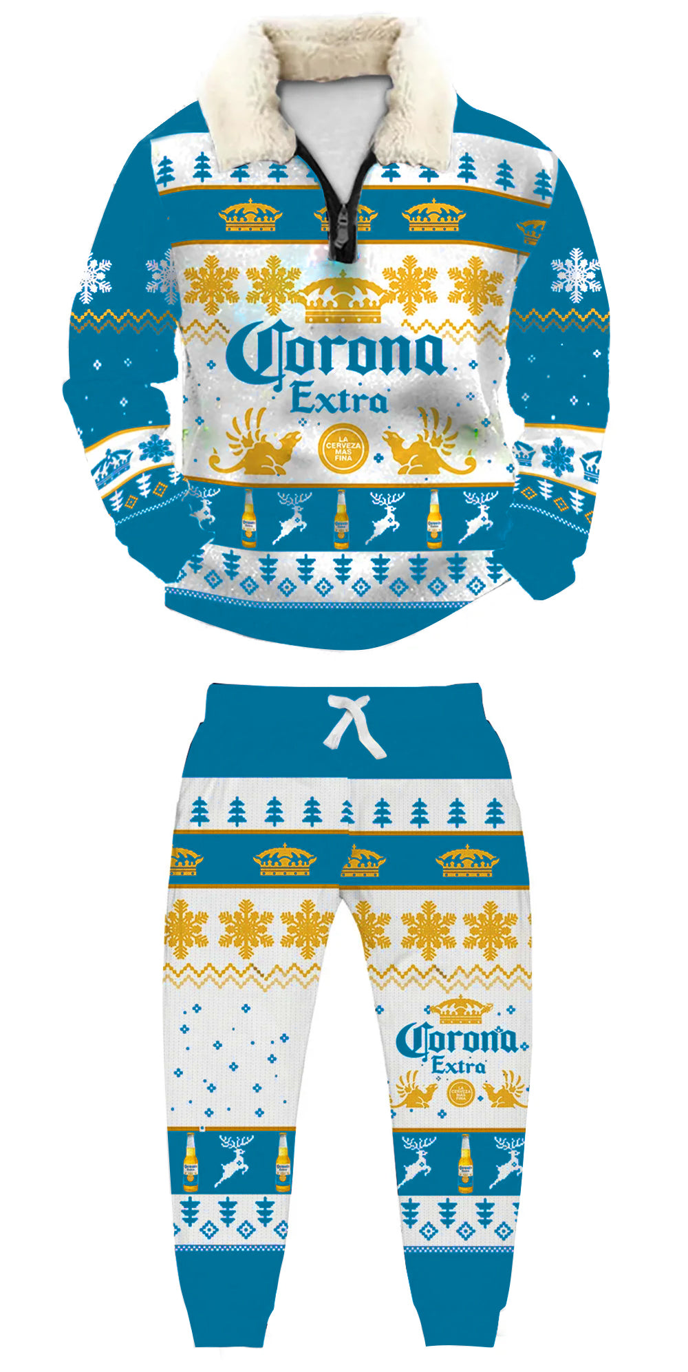 Topprinttees®Christmas 1/4 Zip Stand Fleece Collar Thick Sweatshirt & Sweatpant c6df