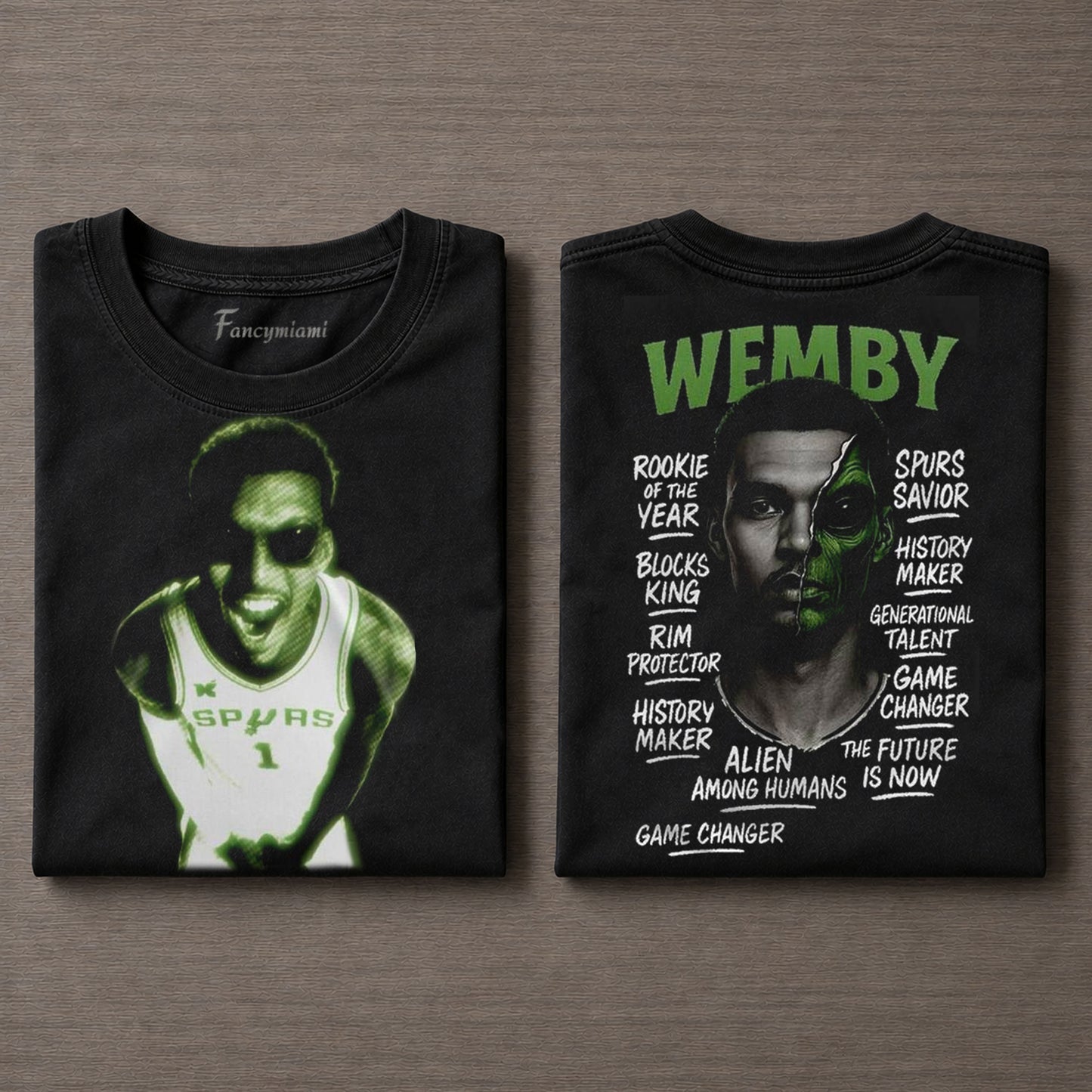 San Antonio Spurs Victor Wembanyama Wemby Alien – Vintage Washed Graphic T-Shirt