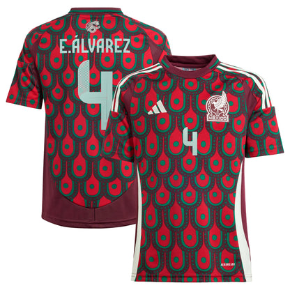 Edson Alvarez Mexico National Team Youth 2024 Home Replica Player Jersey - Burgundy