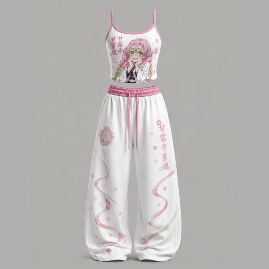Animescollection Demon Slayer Top & Elasticated Trousers Two-Piece Set