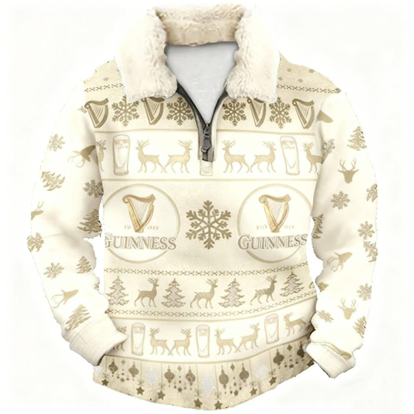 Topprinttees®Christmas 1/4 Zip Stand Fleece Collar Thick Sweatshirt dd63