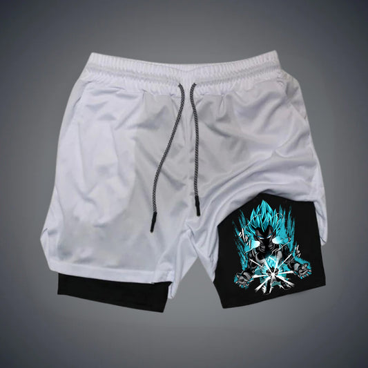 Men's   Anime Print Double Layer Gym Shorts