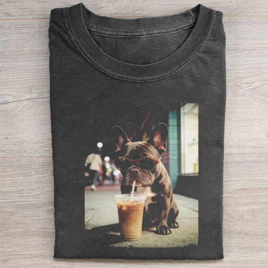 French Bulldog Drink Coffee T-shirt